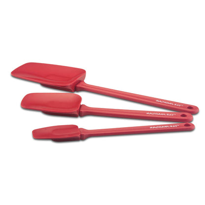 3-Piece Spoonula Set in red, with varying sizes ideal for your nonstick cookware collection.