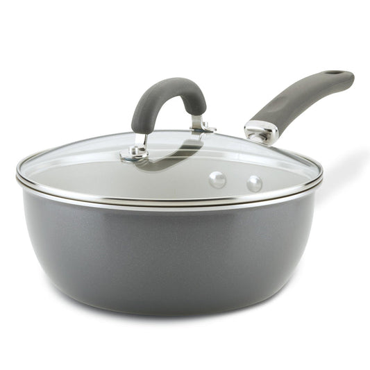 3-Quart Nonstick Induction Everything Pan with glass lid and black handle.