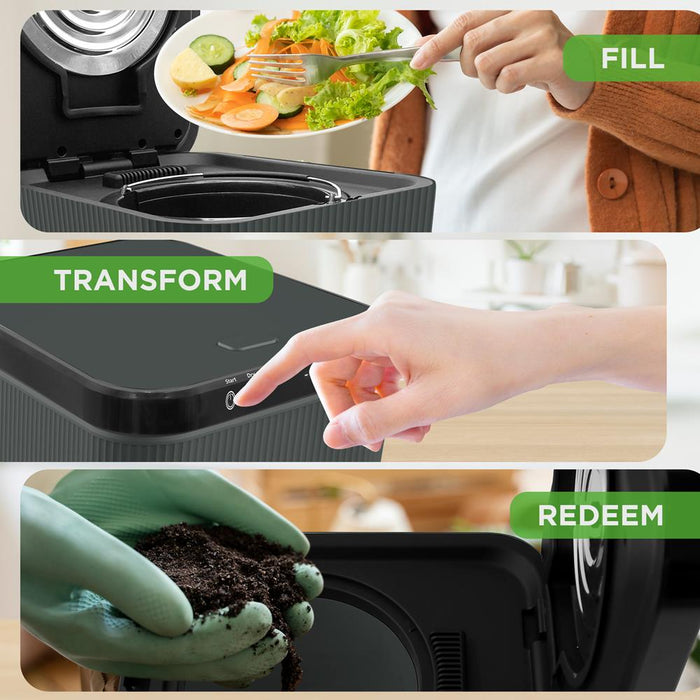 3L Electric Kitchen Composter - Efficient Waste Breakdown, Grey