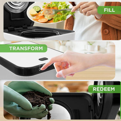3L Electric Kitchen Composter - Odorless, Automatic, White