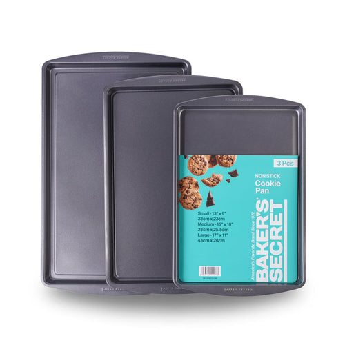 3pcs Nonstick Cookie Sheets   - Baker's Secret