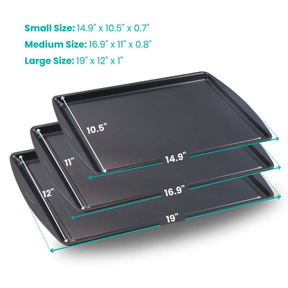 3pcs Nonstick Cookie Sheets   - Baker's Secret