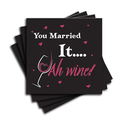 4" Square Ceramic Coaster Set Funny "I Love Wine" Collection - Ah Wine, 4/Box, 2/Case, 8 Pieces. - Christmas by Krebs Wholesale