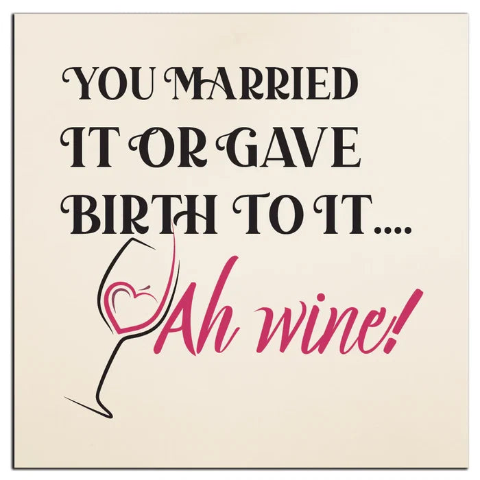 4" Square Ceramic Coaster Set Funny "I Love Wine" Collection - Ah Wine, 4/Box, 2/Case, 8 Pieces. - Christmas by Krebs Wholesale