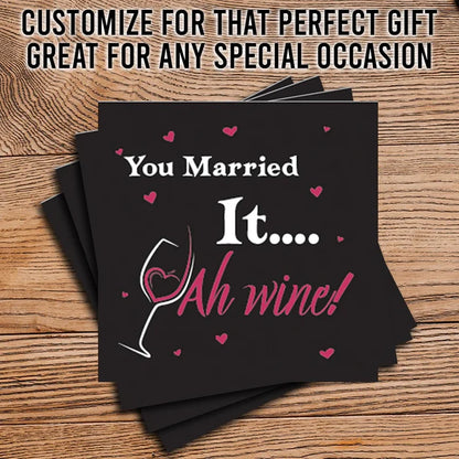 4" Square Ceramic Coaster Set Funny "I Love Wine" Collection - Ah Wine, 4/Box, 2/Case, 8 Pieces. - Christmas by Krebs Wholesale