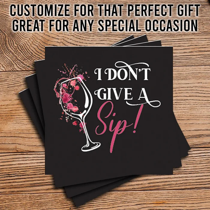 4" Square Ceramic Coaster Set Funny "I Love Wine" Collection - Give a Sip, 4/Box, 2/Case, 8 Pieces. - Christmas by Krebs Wholesale