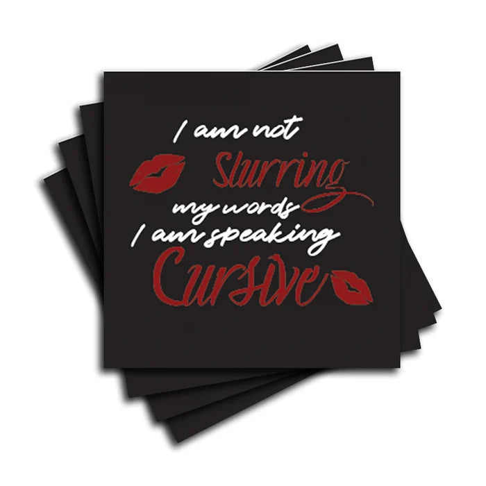 4" Square Ceramic Coaster Set Funny "I Love Wine" Collection - Speaking Cursive, 4/Box, 2/Case, 8 Pieces. - Christmas by Krebs Wholesale