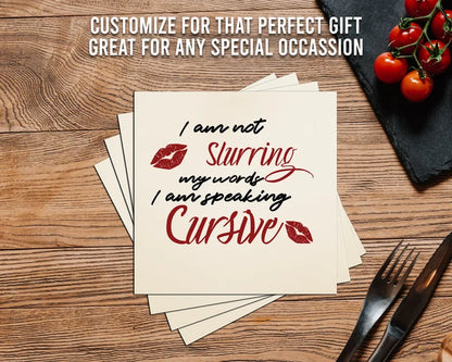 4" Square Ceramic Coaster Set Funny "I Love Wine" Collection - Speaking Cursive, 4/Box, 2/Case, 8 Pieces. - Christmas by Krebs Wholesale