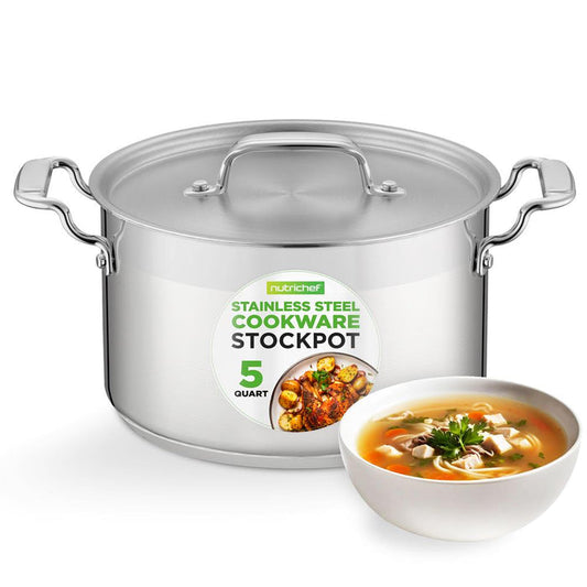 5-Quart Stockpot for Even Heat, Stainless Steel, Induction Compatible