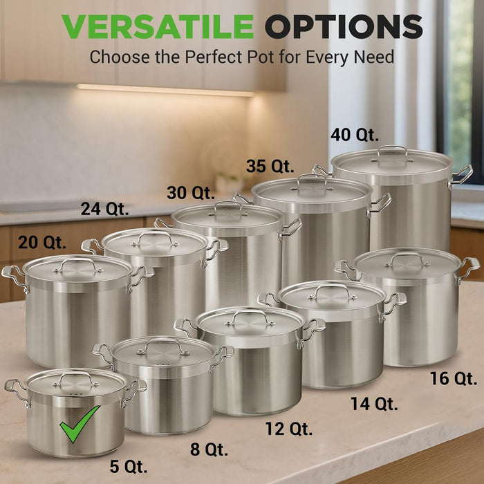 5-Quart Stockpot for Even Heat, Stainless Steel, Induction Compatible