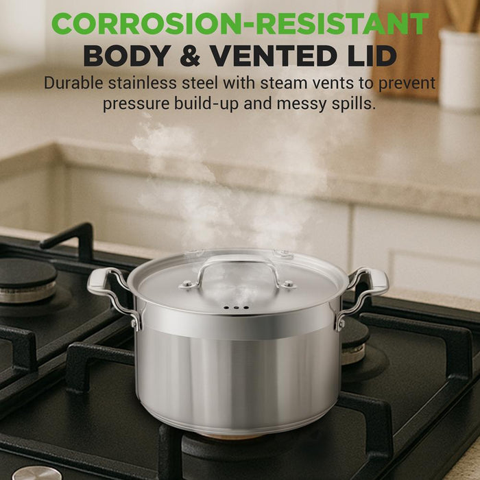 5-Quart Stockpot for Even Heat, Stainless Steel, Induction Compatible