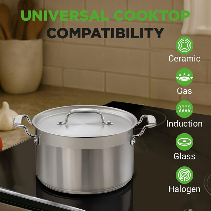 5-Quart Stockpot for Even Heat, Stainless Steel, Induction Compatible