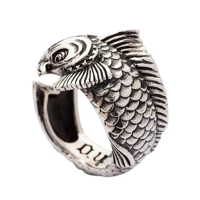 A unisex adjustable fish ring in sterling silver, perfect as a good fortune gift.