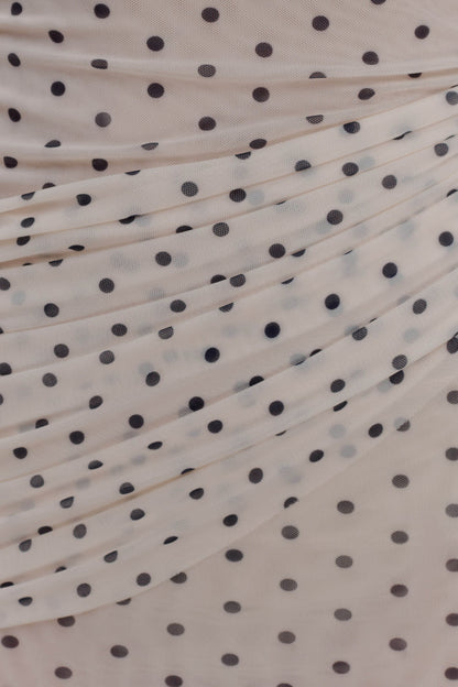 Adrienne One Shoulder Mesh Mini Dress - Polka Dot