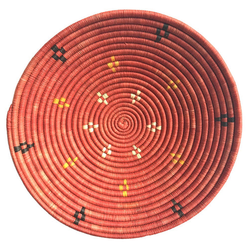 African Fair Trade Handwoven Raffia Basket, Terracotta, Medium