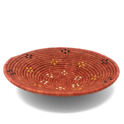 African Fair Trade Handwoven Raffia Basket, Terracotta, Medium