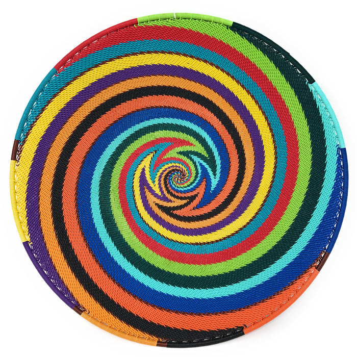 African Fair Trade Zulu Telephone Wire 9" Platter Basket, African Spirit