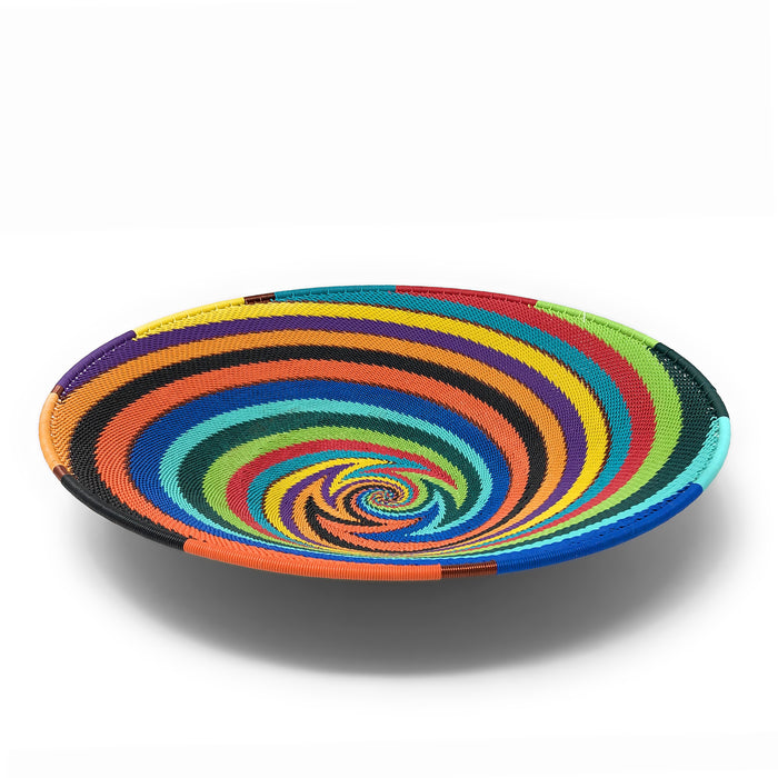 African Fair Trade Zulu Telephone Wire 9" Platter Basket, African Spirit
