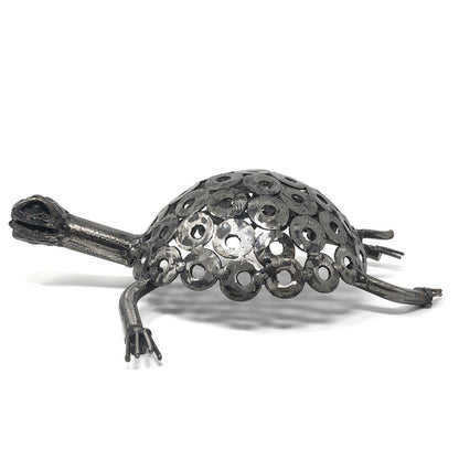 African Salvaged Metal 13-inch Tortoise Sculpture