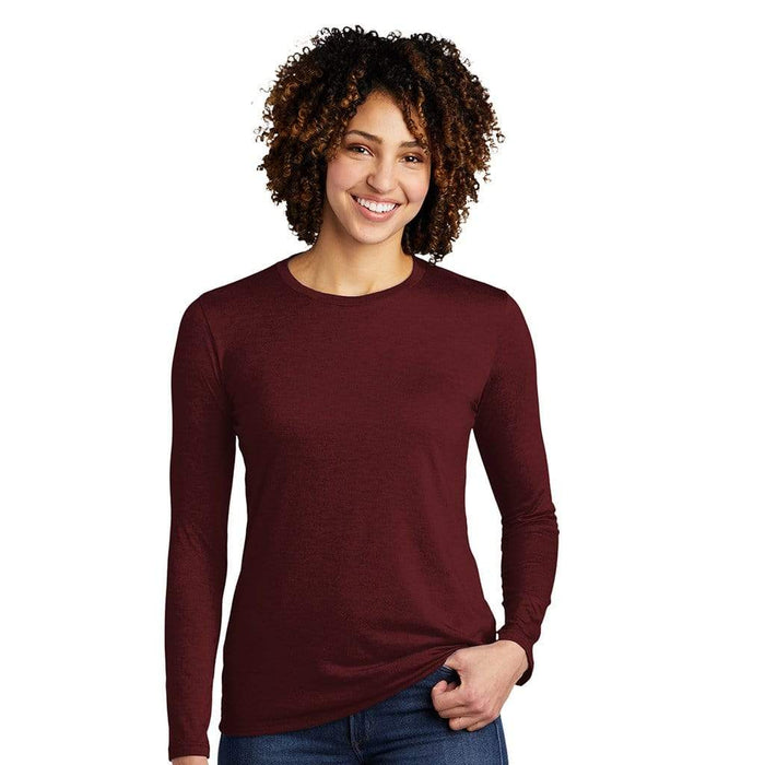 XS / Vino Red Custom Allmade Women's Tri-Blend Long Sleeve Crewneck Shirt - Corporate Gifts