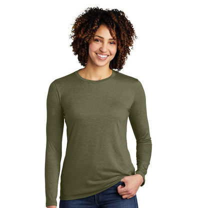 XS / Olive You Green Custom Allmade Women's Tri-Blend Long Sleeve Crewneck Shirt - Corporate Gifts