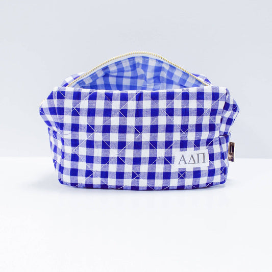 Duo Threads Alpha Delta Pi Sorority Gingham Quilted Makeup Bag