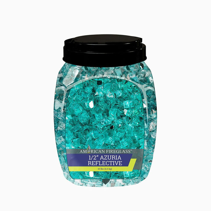 American Fire Glass 1/2-Inch Classic Fire Glass, 10-Pounds, Azuria