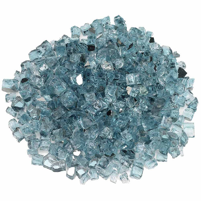 American Fire Glass 1/2-Inch Premium Fire Glass, 10-Pounds, Azuria Reflective