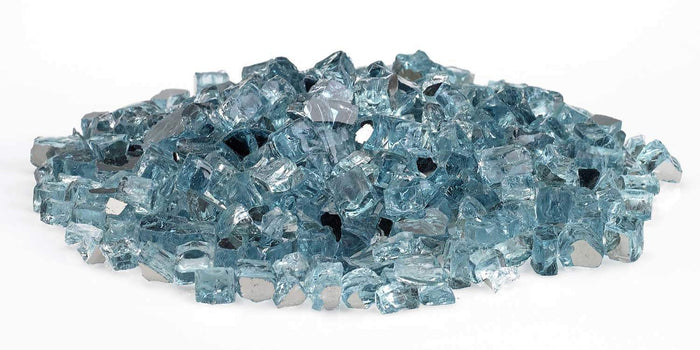 American Fire Glass 1/2-Inch Premium Fire Glass, 10-Pounds, Azuria Reflective