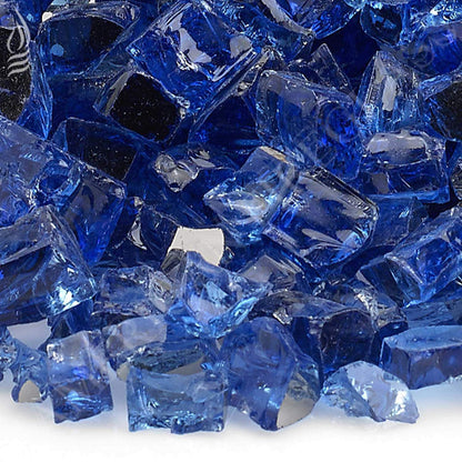 American Fire Glass 1/2-Inch Premium Fire Glass, 10-Pounds, Cobalt Blue Reflective