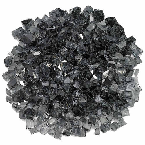 American Fire Glass 1/2-Inch Premium Fire Glass, 10-Pounds, Grey Reflective