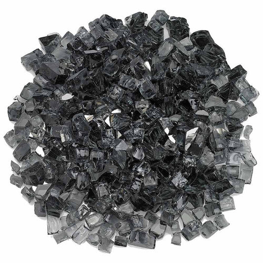 American Fire Glass 1/2-Inch Premium Fire Glass, 10-Pounds, Grey Reflective