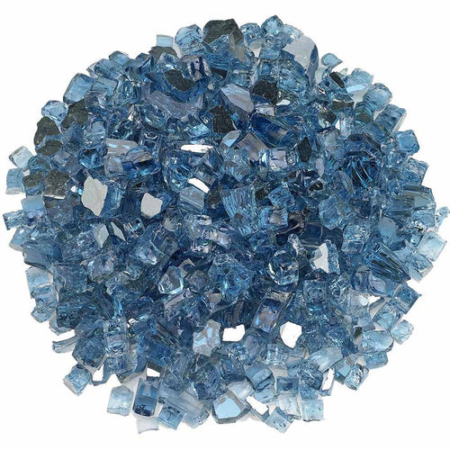 American Fire Glass 1/2-Inch Premium Fire Glass, 10-Pounds, Pacific Blue Reflective