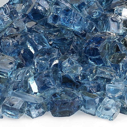 American Fire Glass 1/2-Inch Premium Fire Glass, 10-Pounds, Pacific Blue Reflective