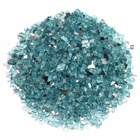 American Fire Glass 1/4-Inch Premium Fire Glass, 10-Pounds, Azuria Reflective