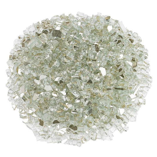 American Fire Glass 1/4-Inch Premium Fire Glass, 10-Pounds, Platinum Reflective