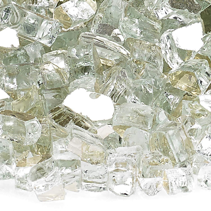 American Fire Glass 1/4-Inch Premium Fire Glass, 10-Pounds, Platinum Reflective