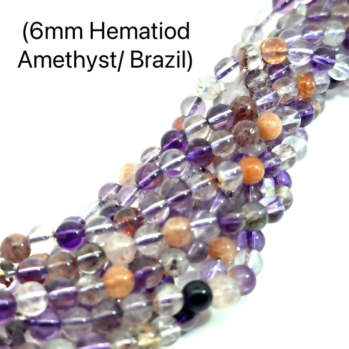 One 6mm Hematoid Amethyst 16'' gemstone strand (Brazil)