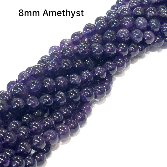 One 8mm Amethyst Round , 16'' gemstone strand