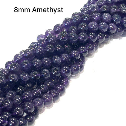 One 8mm Amethyst Round , 16'' gemstone strand