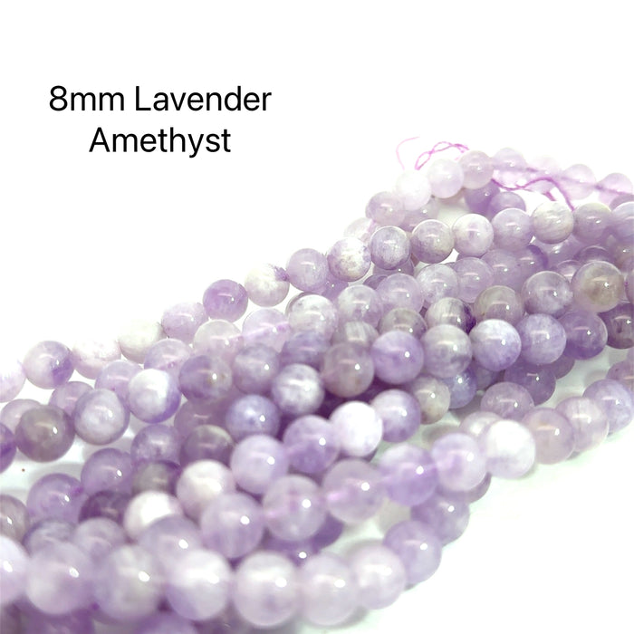 One 8mm Lavender Amethyst 16'' gemstone strand