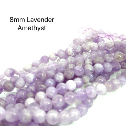 One 8mm Lavender Amethyst 16'' gemstone strand
