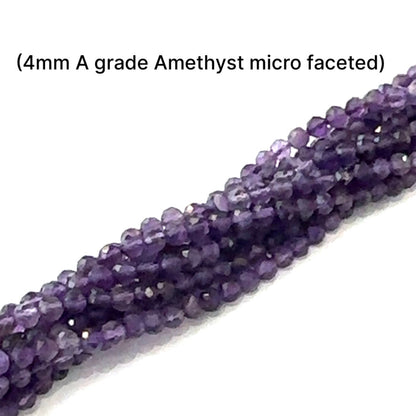 One 4mm Amethyst A grade  faceted round 15'' gemstone strand