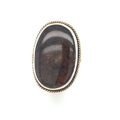 Ammolite Sterling Silver bezel set split shank gemstone ring, jewelry