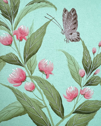 Aqua Wildflower Original Painting - Diane Hill