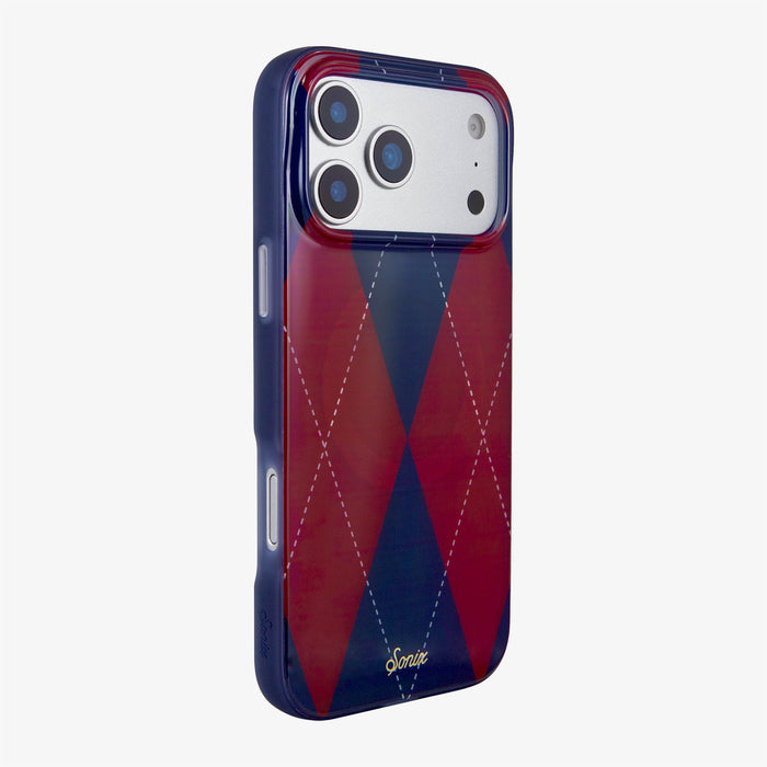 Argyle Red / Blue MagSafe® Compatible iPhone Case