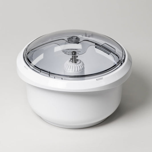 Bowl shell, sliding lid, and drive shaft for the NutriMill artiste mixer