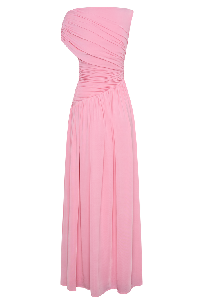 Ayeshya Slinky Asymmetric Maxi Dress - Candy Pink