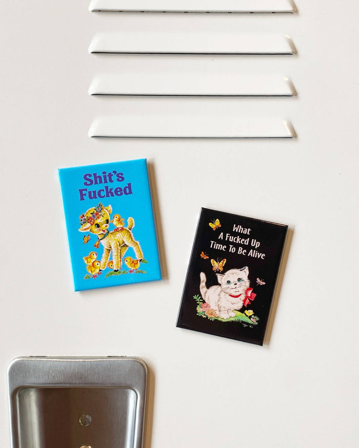 Badge Bomb - What A Time To be Alive Kitty Rectangle Magnet