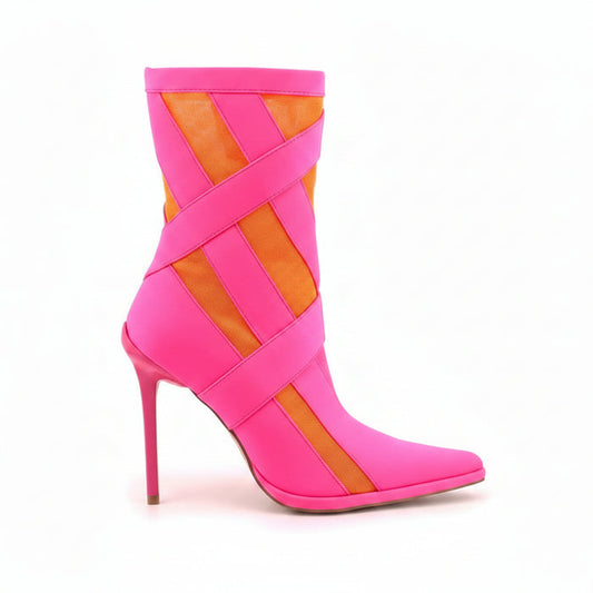 Bandage Sock Bootie with Stiletto Heel Stripes